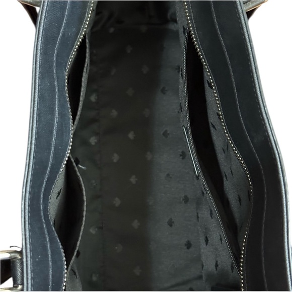 Kate Spade New York Black Leather Zip Top Tote Bag EUC - Picture 3 of 5